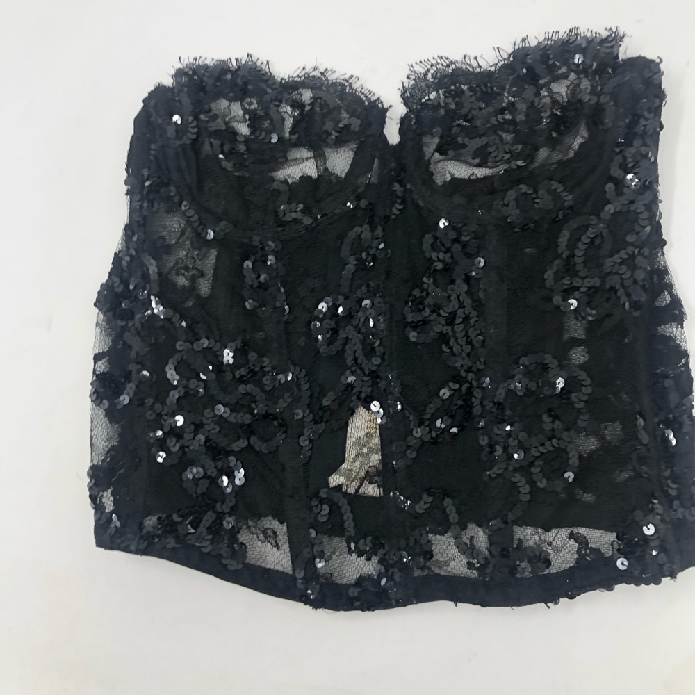 Victoria's Secret Vintage Gold Label Black Lace Bustier‎